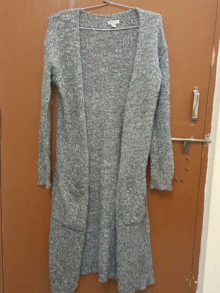 Gray Knit Duster Cardigan