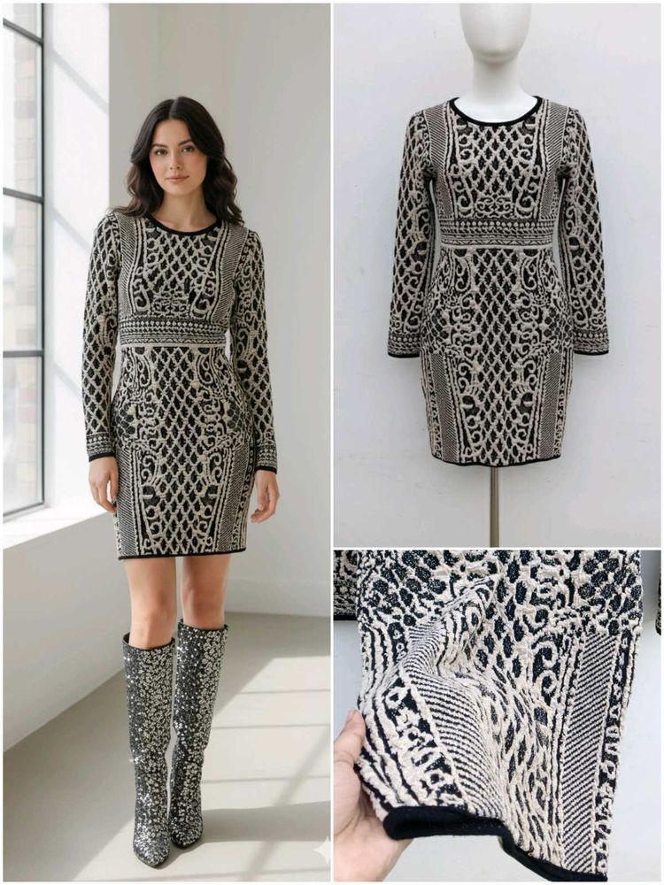 abstract woolen bodycon dress for winter fun