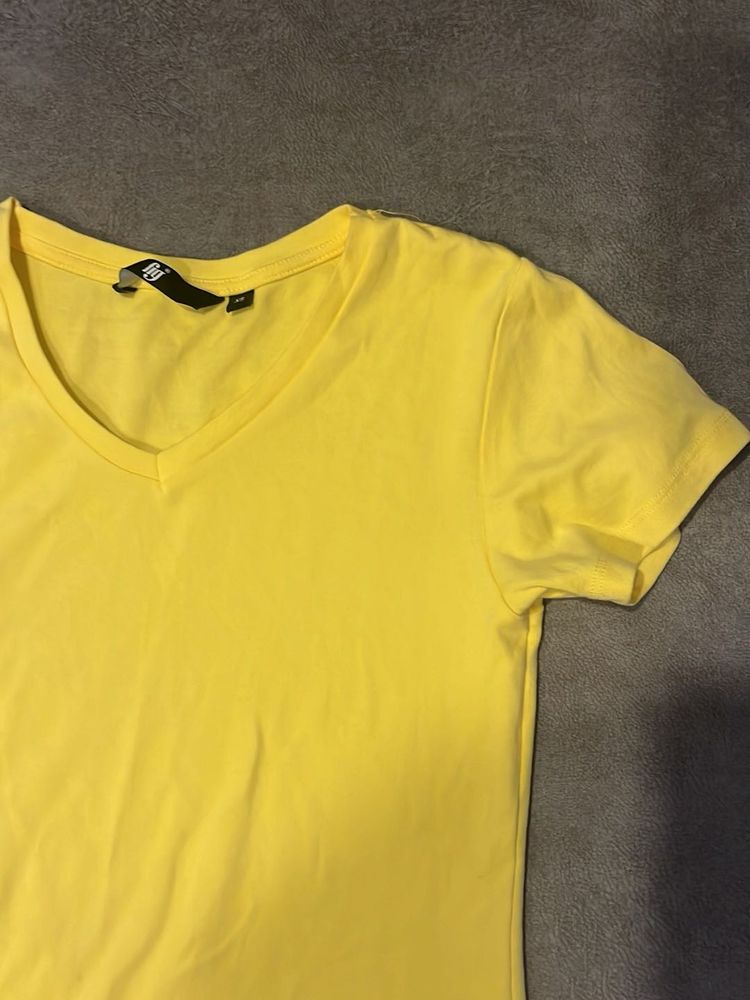 Yellow V Neck Fitted Top