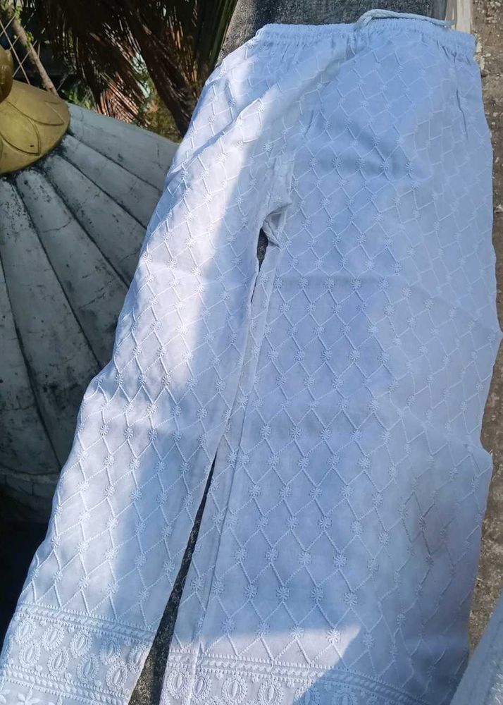 White Embroidered Ethnic Bottom