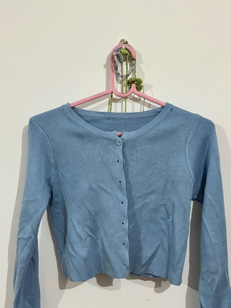 Cute Blue Knit Cardigan