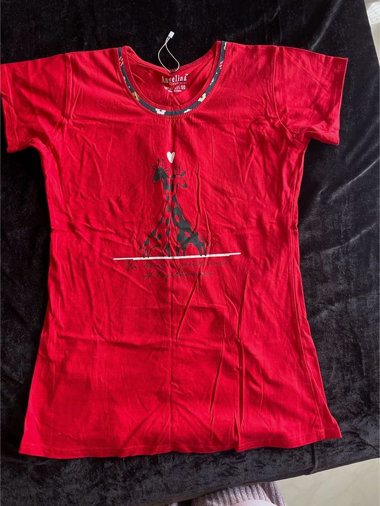 Red Night Suit Top