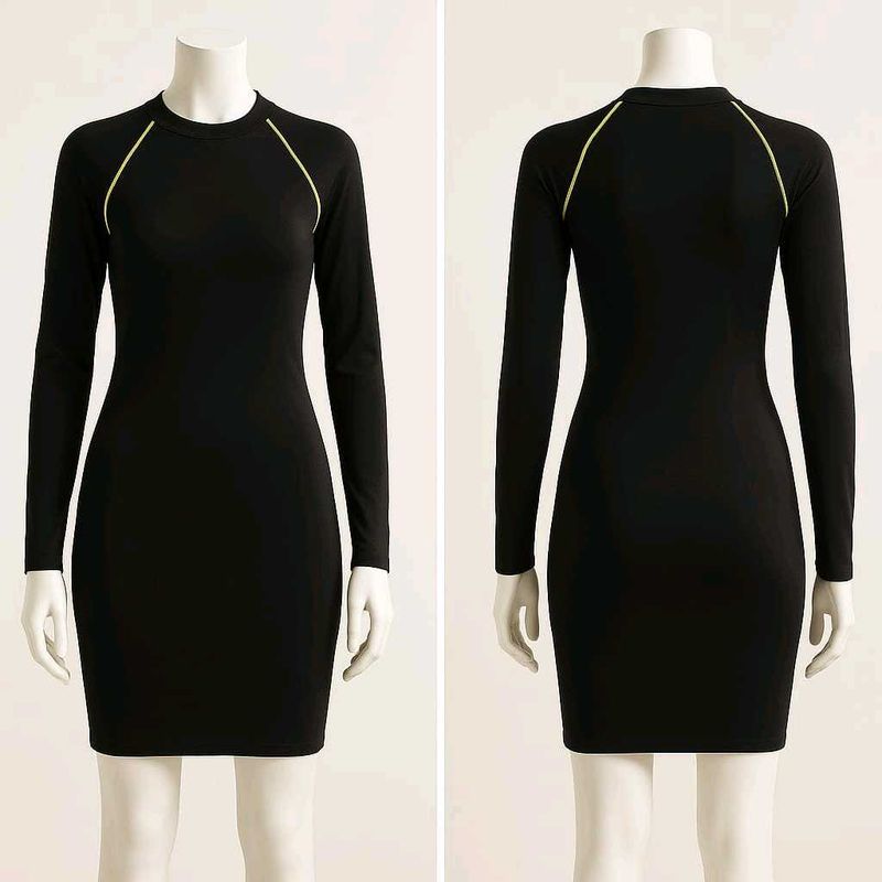 H&amp;M Black Bodycon Zip-Up Dress