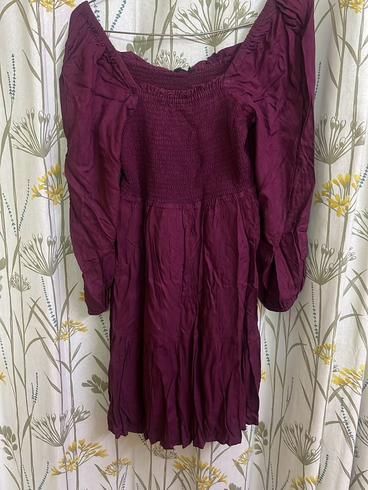 Burgundy Off-Shoulder Dress