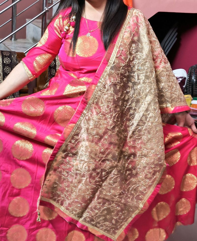 Pink Kurta &amp; Worked Dupatta