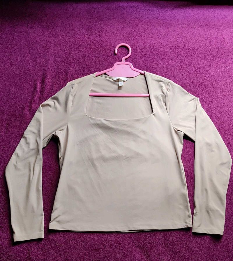 Square Neck Long Sleeve Top