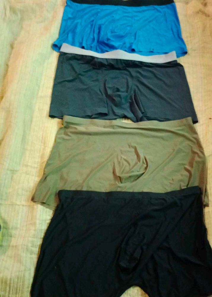 Mens Ice Silk Seamless Boxer Briefs - 4 Pc