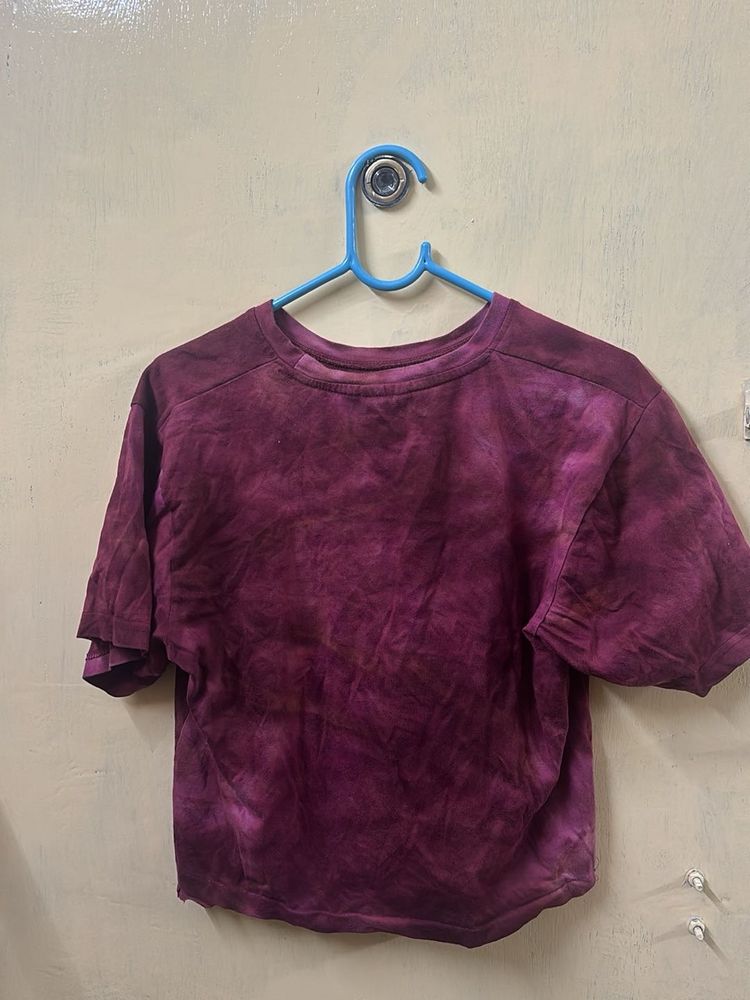 Purple Tie-Dye Crop Tee