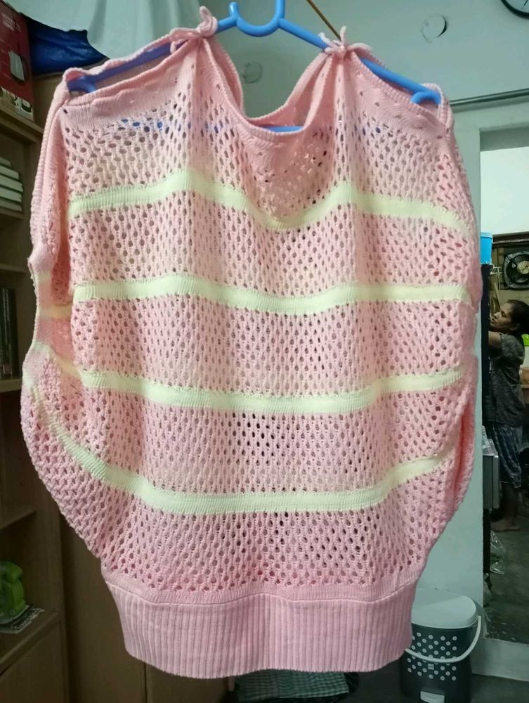 Pink Crochet Sweater