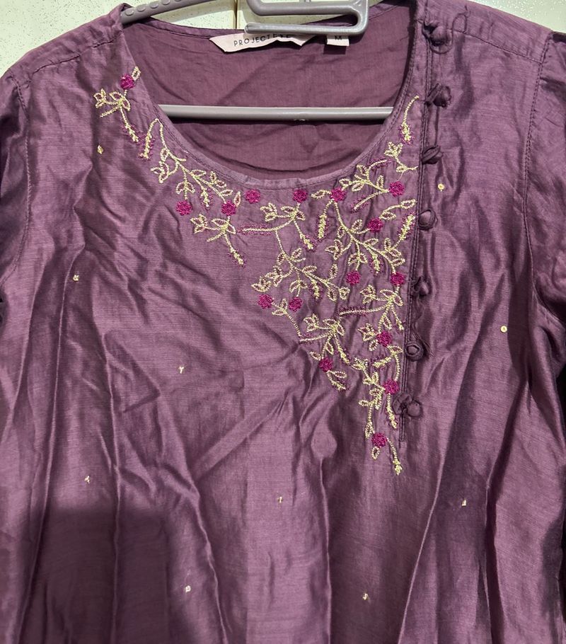 Beautiful Raw Silk A-Line Kurti