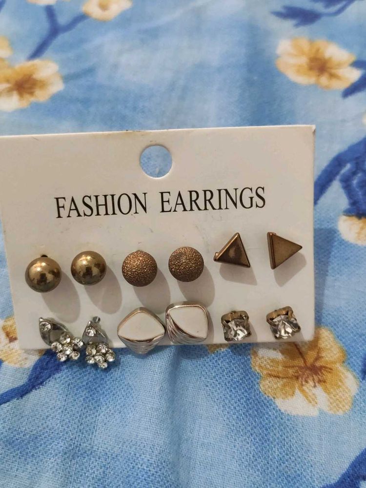 Set Of Six Stud Earrings