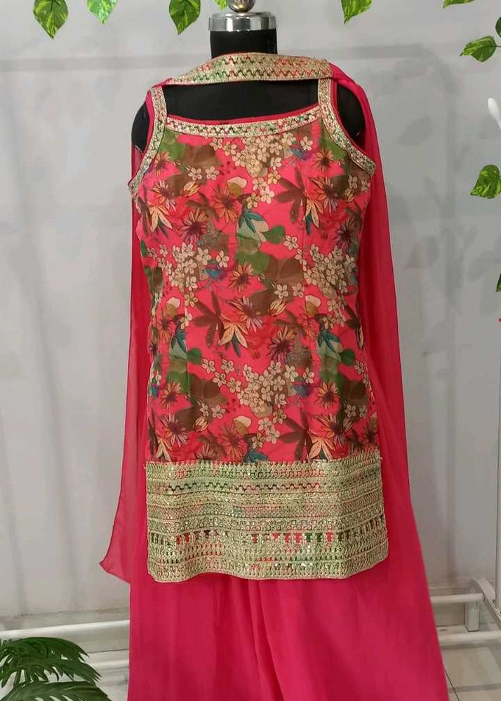 Brand New Heavy Rose Pink Sharara Set