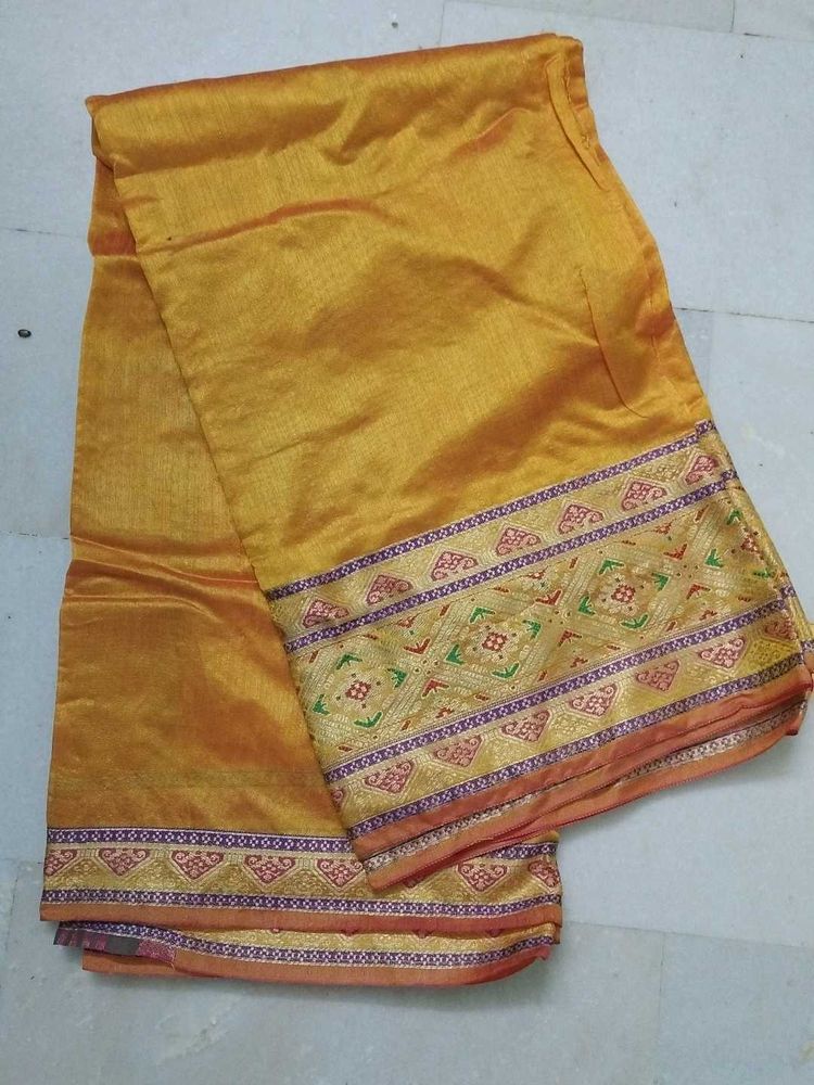 Gold Silk Saree with Intricate Border