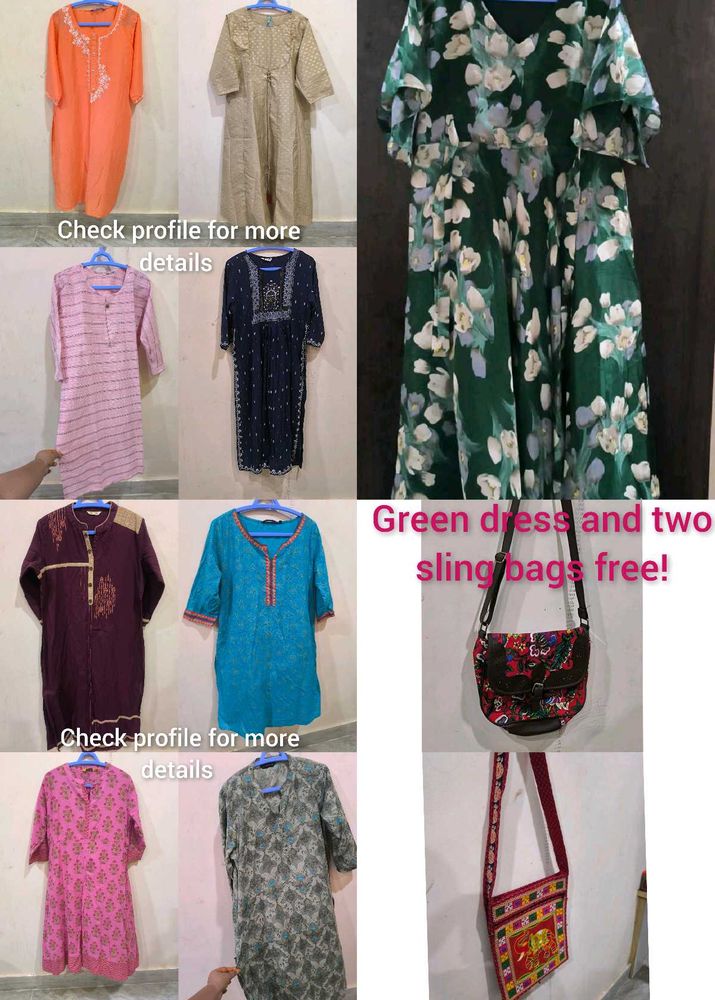 Set Of 8 Kurtis With 3 Freebies.