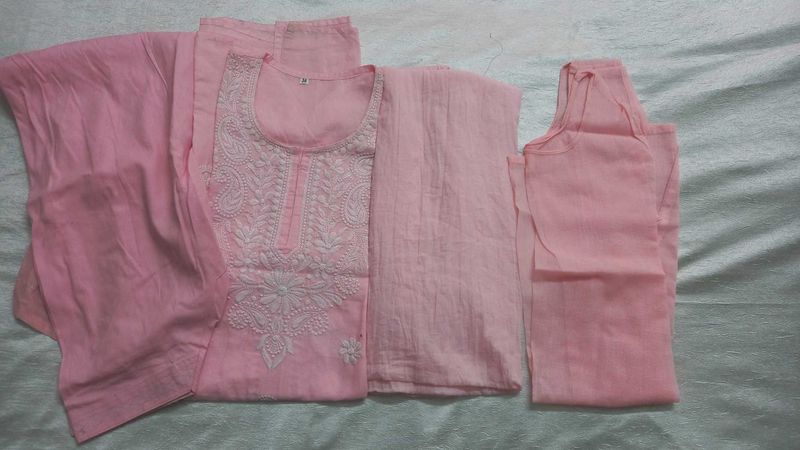 Pink Lukhnowi 4 PC.with Lining