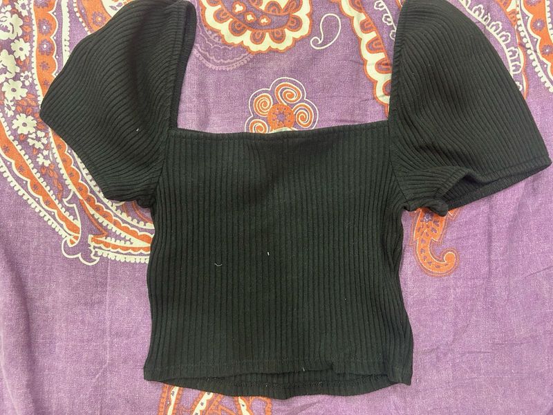 Chic Black Puff Sleeve Top