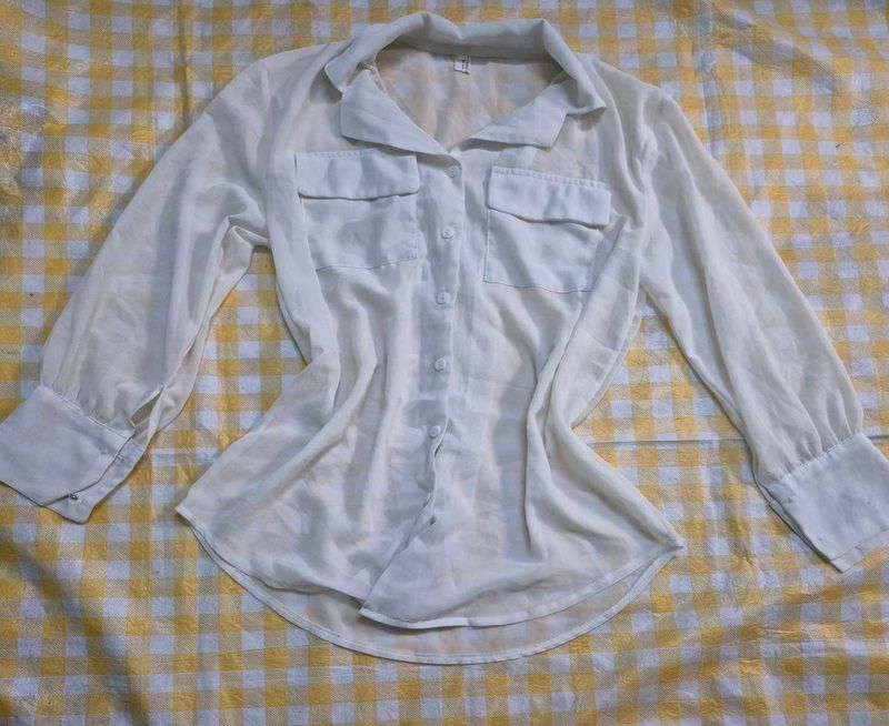 Chic White Button-Down Blouse