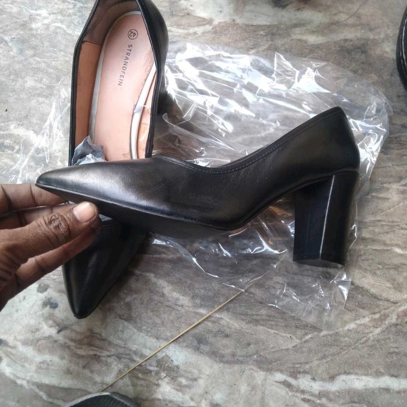 Real Leather Block Heels