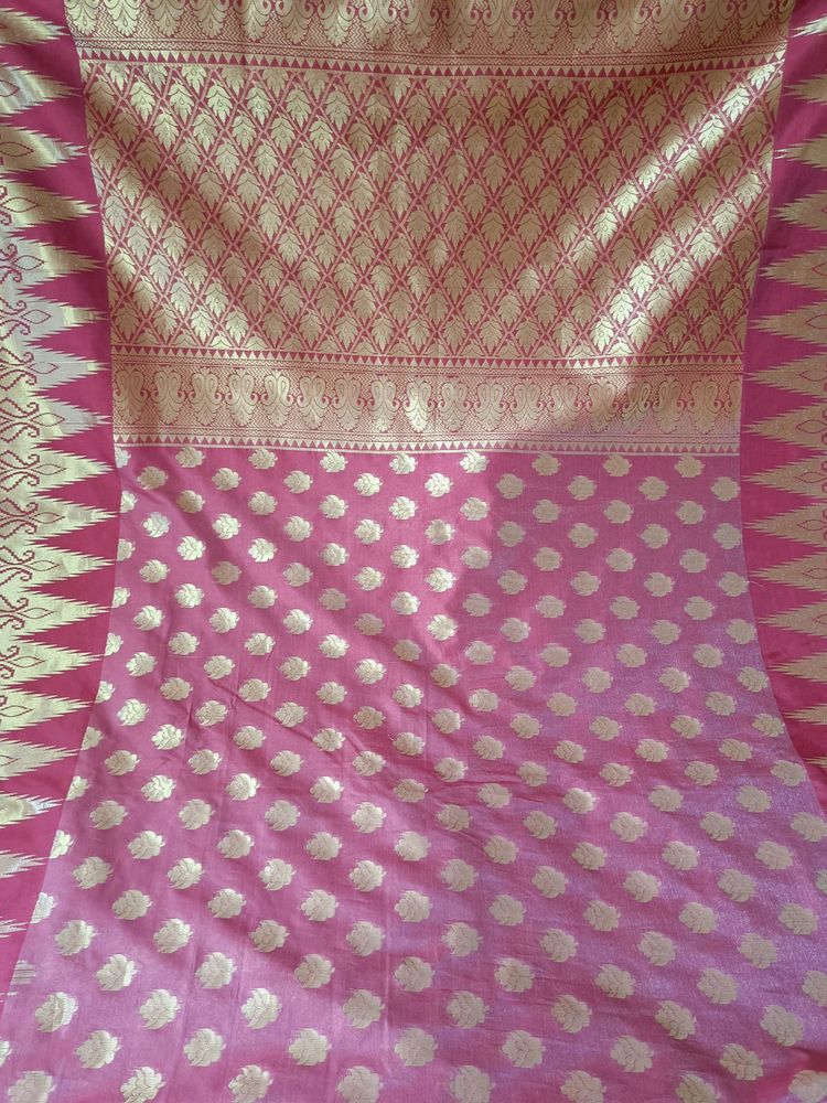 Reddish Maroon Saree and stitched blouse