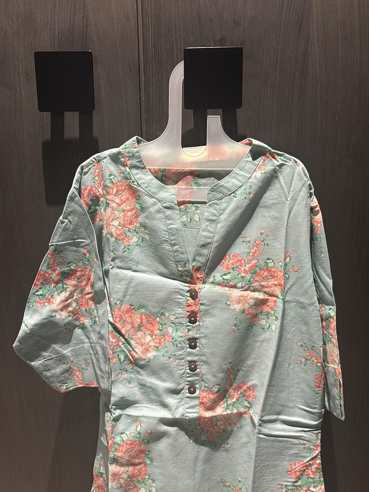 Sky Blue Pure Cotton Kurti