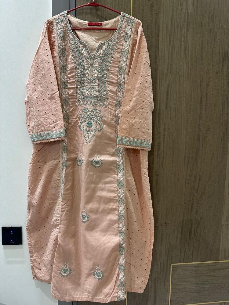 Peach Embroidered Kurti