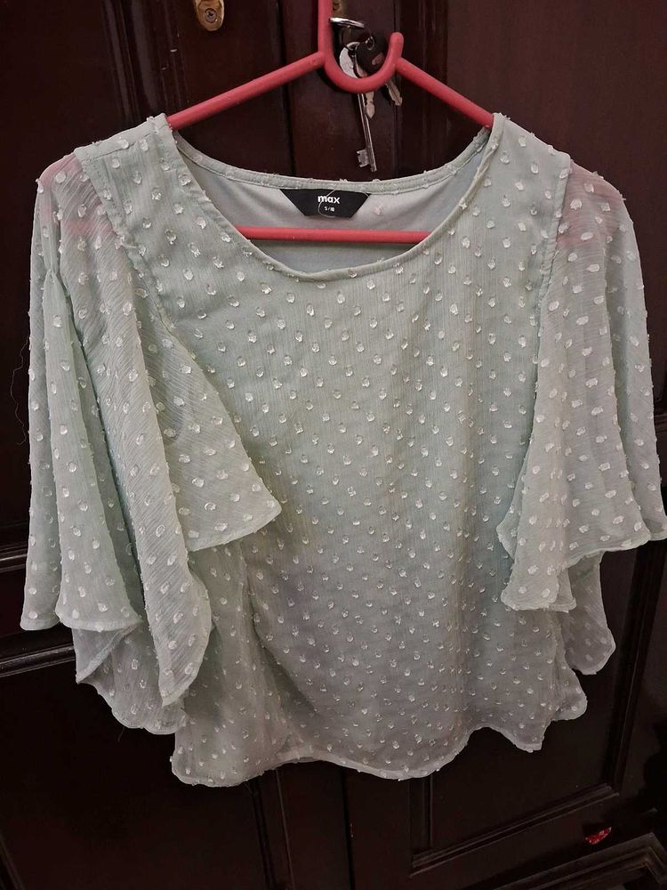 Mint Green Swiss Dot Blouse