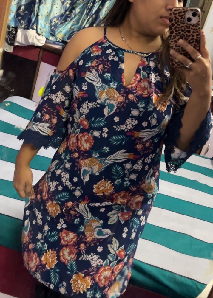 Pintrest Floral Cold Shoulder Dress