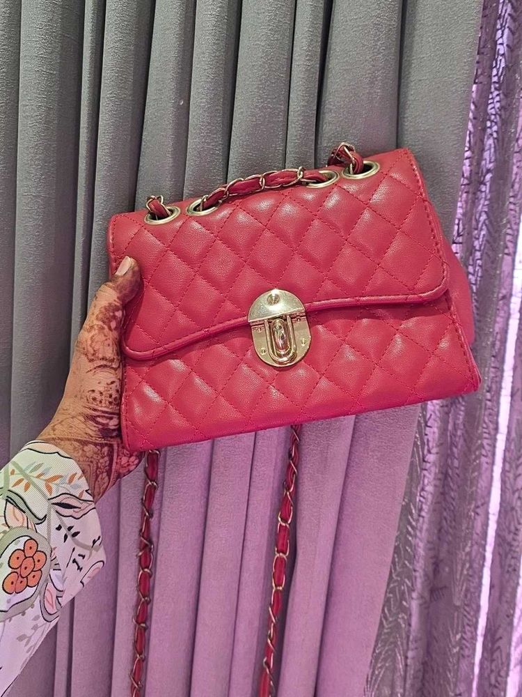 Red Quilted Crossbody Bag