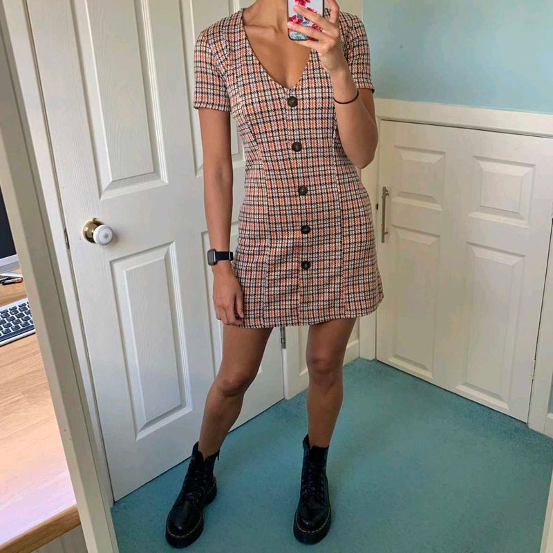 Zara Vintage Tweed Plaid Mini Dress