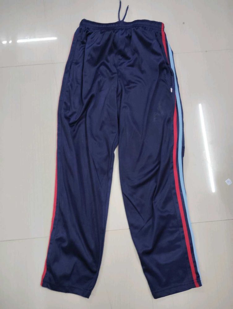 Navy Track Pants with Striped Detail