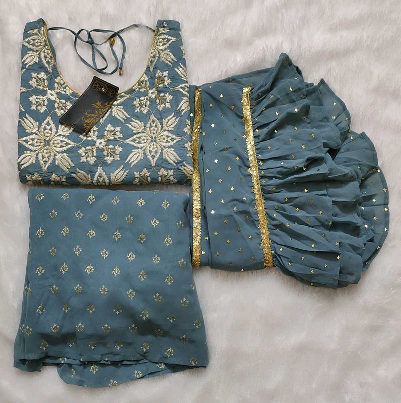 crop top with plazo and drape