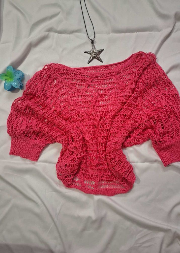 Pink Breeze Crochet Shrug🩰˚˖𓍢 🦢✧˚.🎀