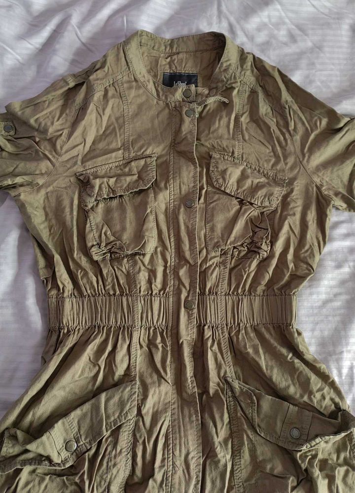 Khaki Canvas Cargo Dress