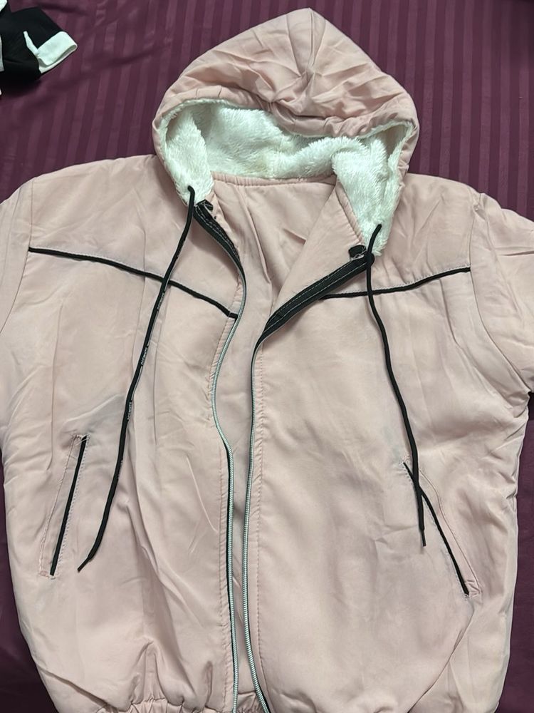 Pink Hooded Winter Jacket