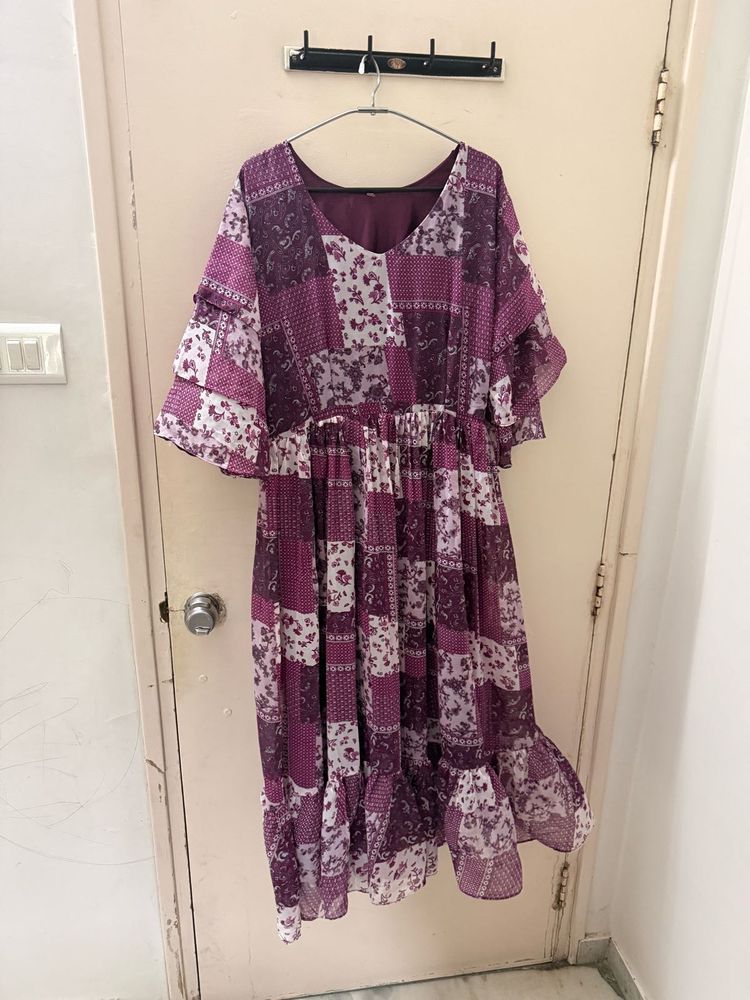 Purple Patchwork Maxi Dress
