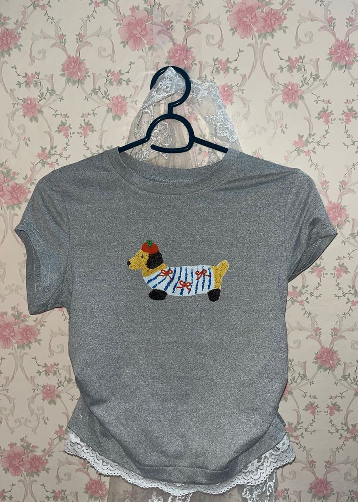 Printed Pullover Tshirt ( Kawaii Dog Print )
