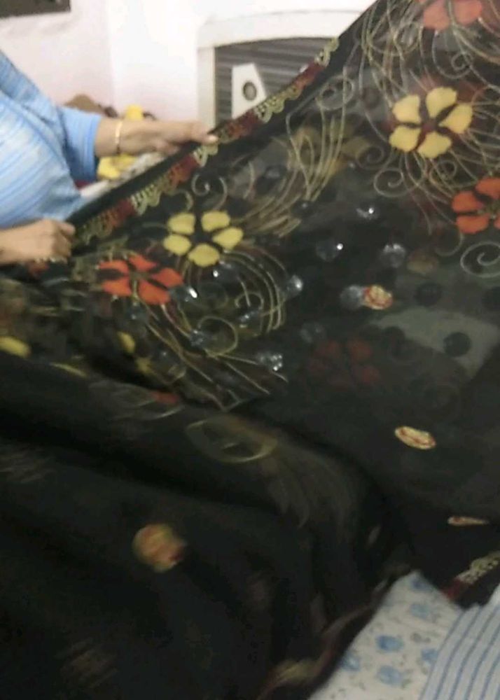 Z Black Floral Saree