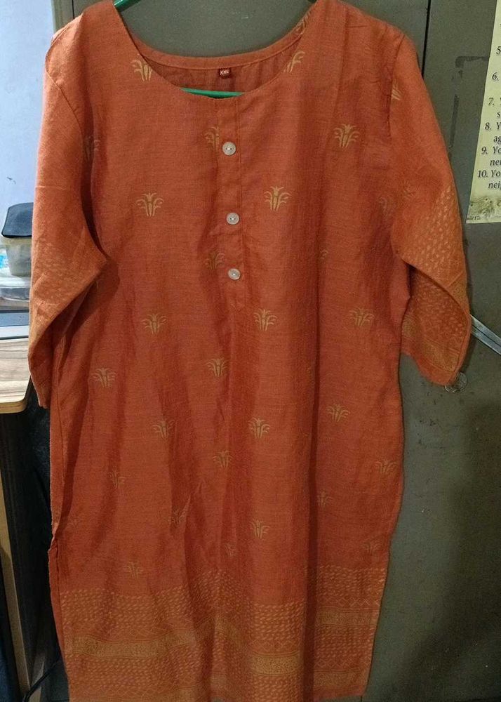 Orange Printed Kurta