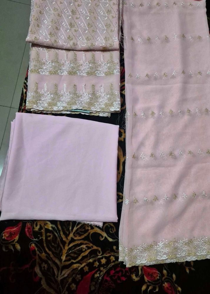 Elegant Pink Embroidered Suit Set