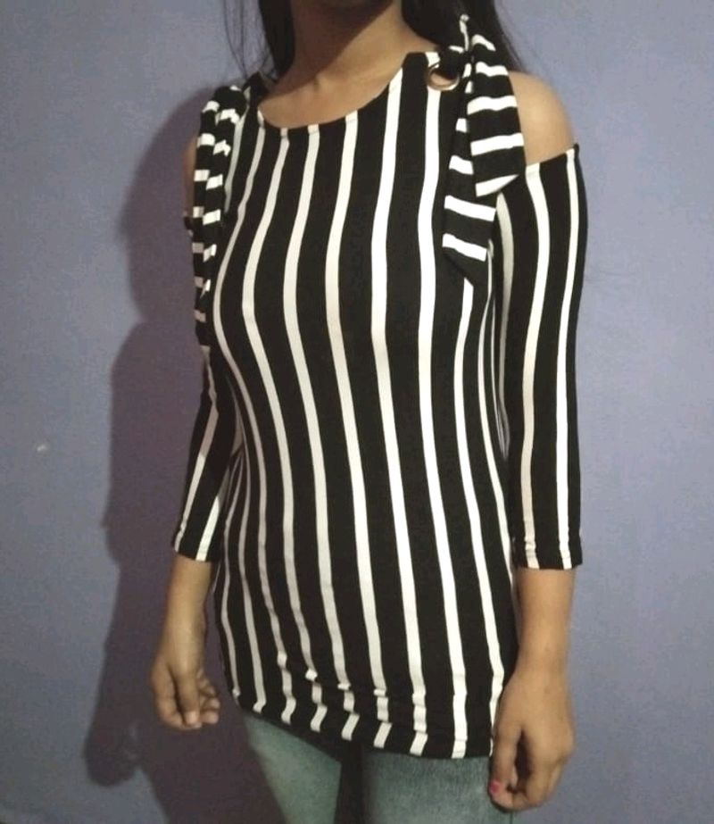 Party Wear Black And White Top