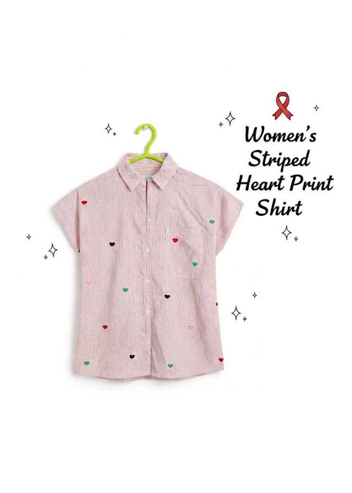 Striped Heart Print Shirt 🌈