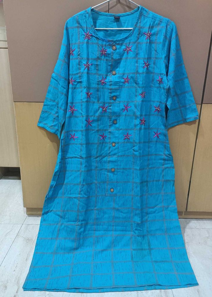 Blue Embroidered Kurti