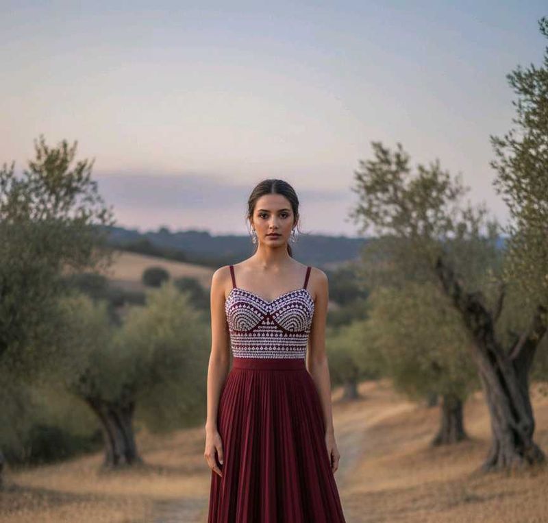 Maroon Embellished Gown