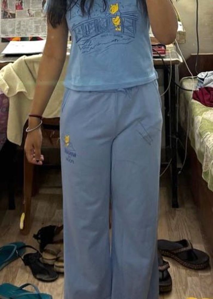 Blue Pure Cotton T- Shirt With Trouser