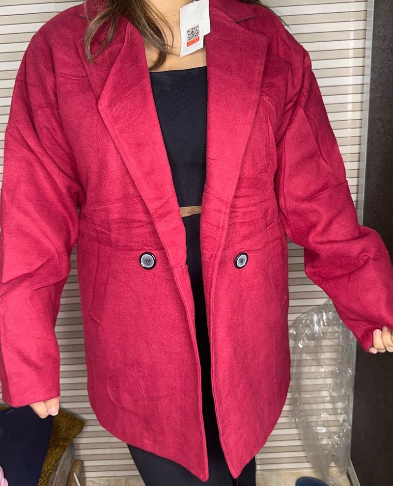 Burgundy Double Breasted Coat