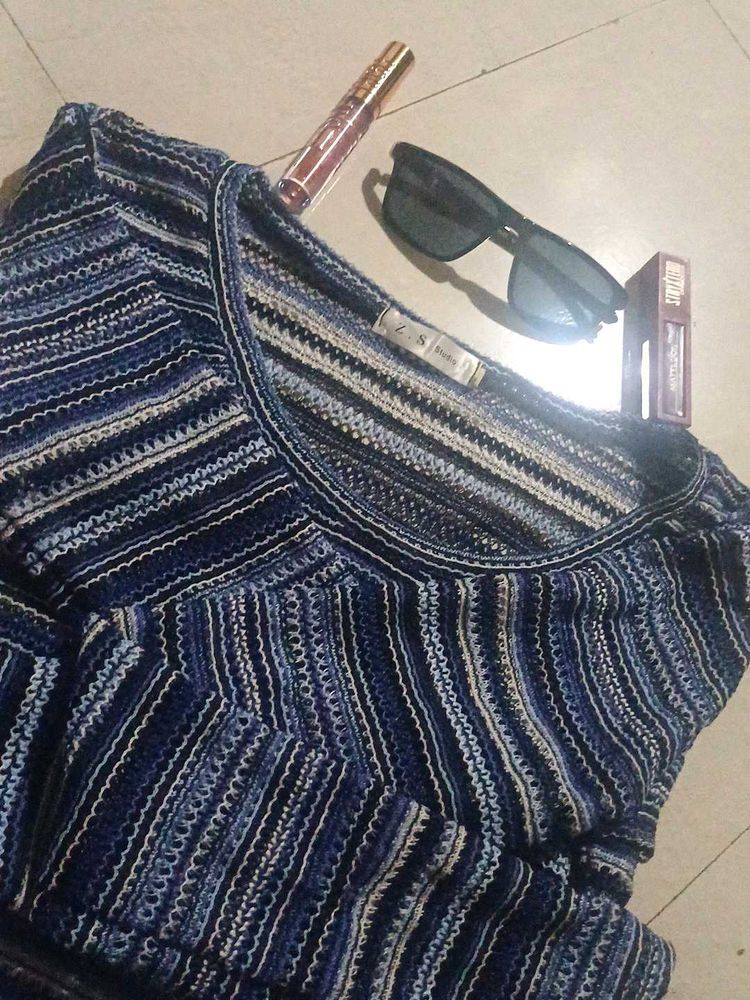 Striped Knit Crochet Top