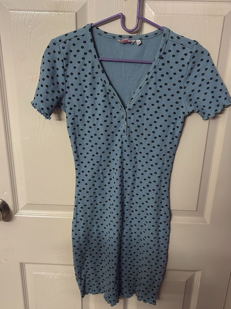 Ginger Cute Blue Polka Dot Dress