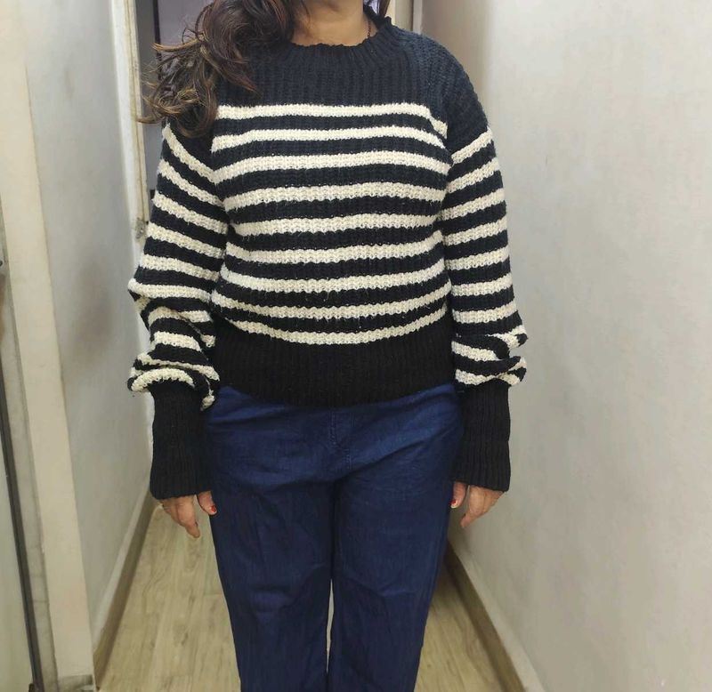 Striped Knit Winter Top - Free Size
