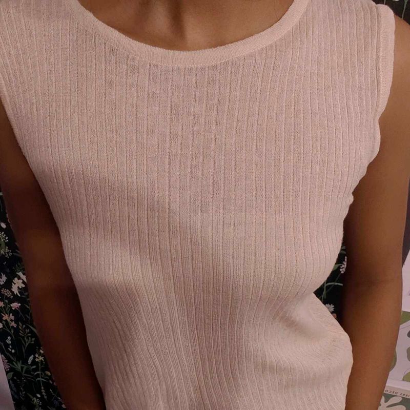 Cream Sleeveless Top