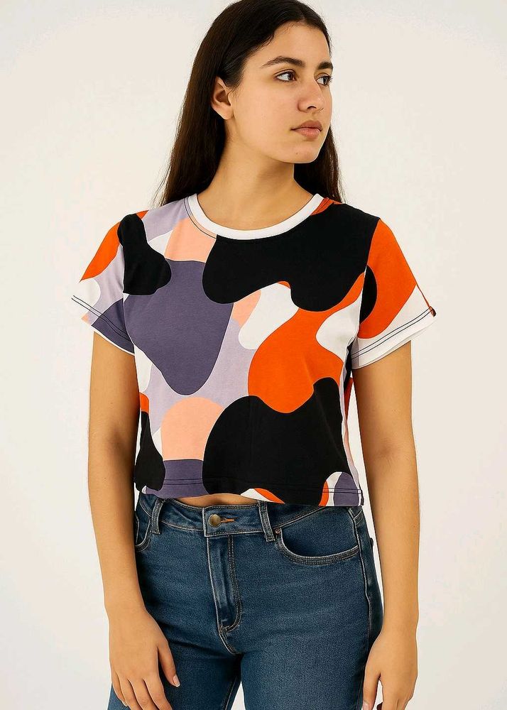 Colorful Patterned Crop Top